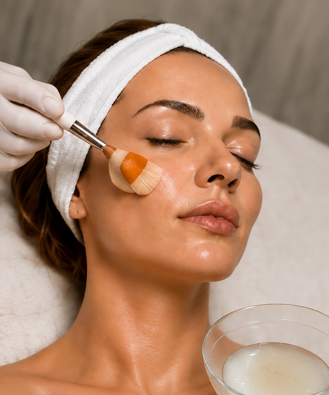 Client receiving a professional chemical peel