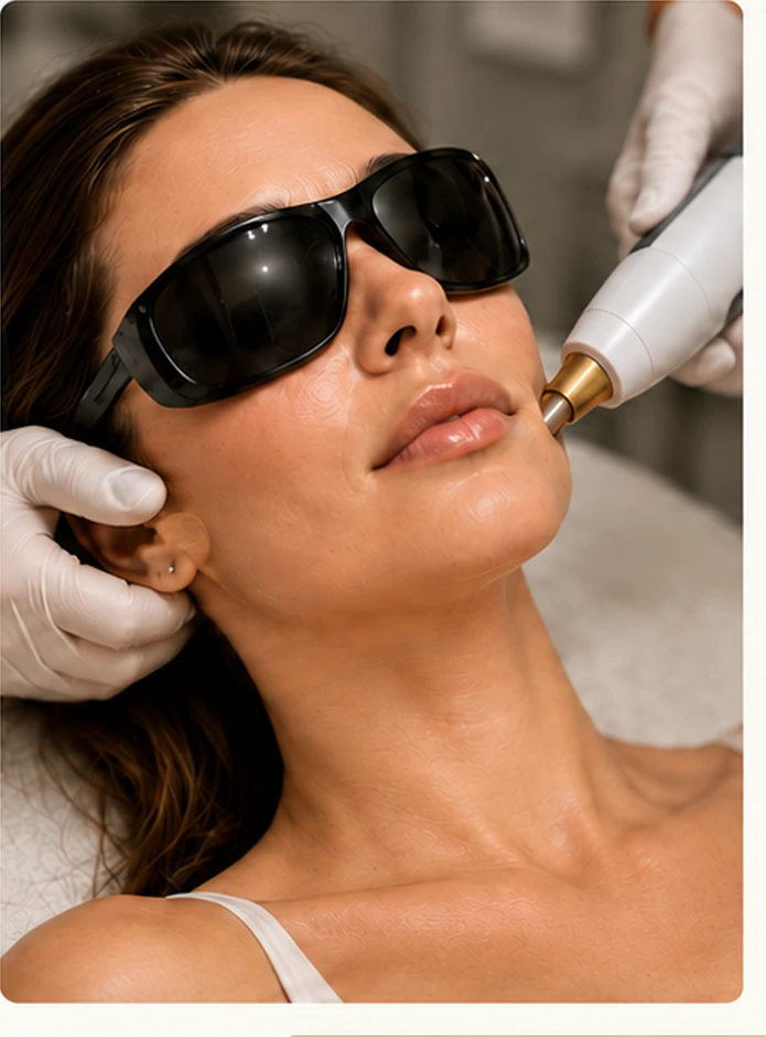 Client receiving a NUUVA Derm laser treatment