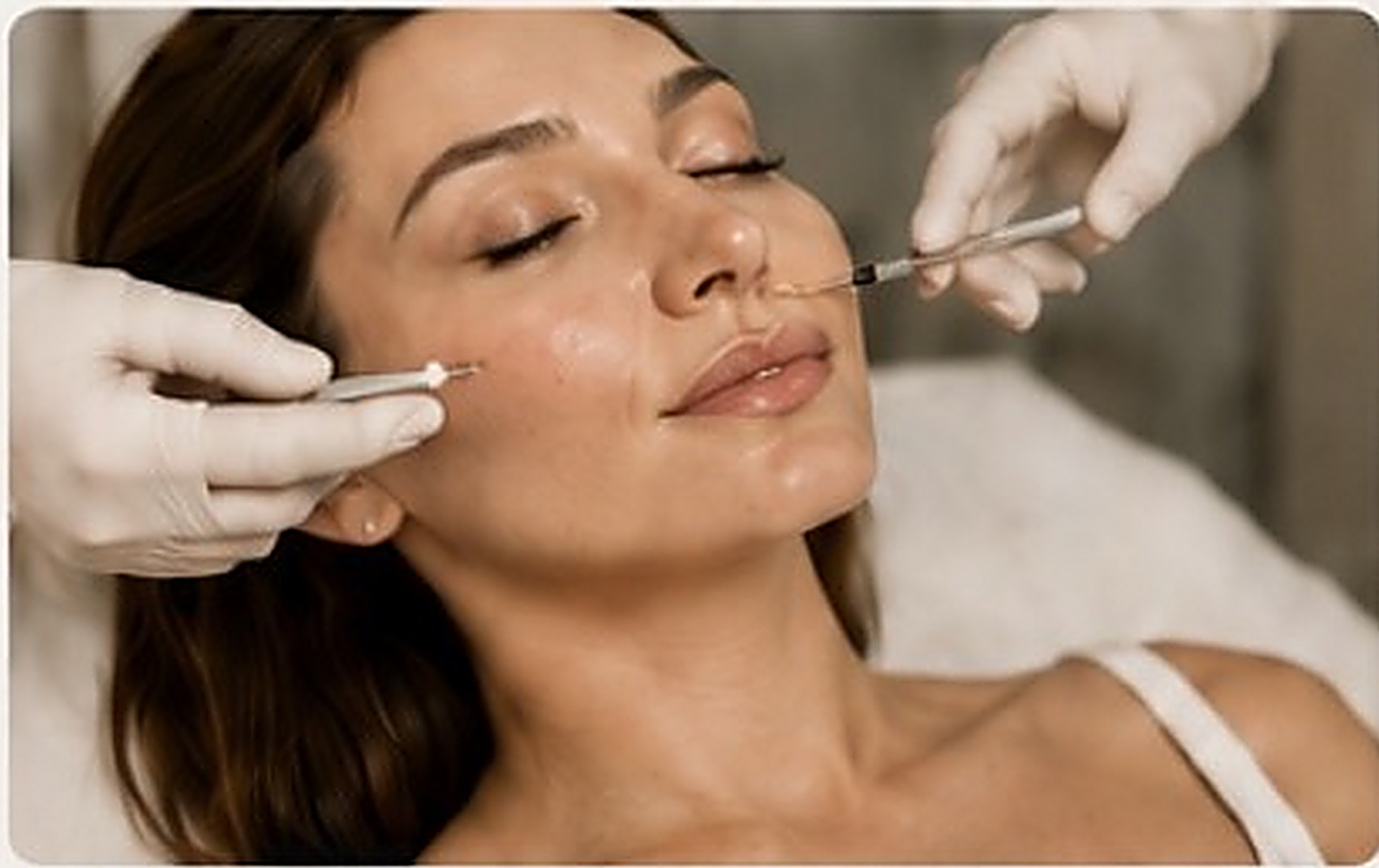 Dermal filler treatment performed by a gloved provider