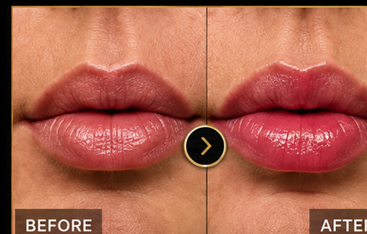 Before and after lip enhancement result